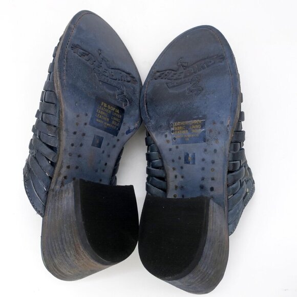 Freebird By Steven Sofia Woven Mules Blue Booties Leather Western Boho Women's 6 - Picture 3 of 6
